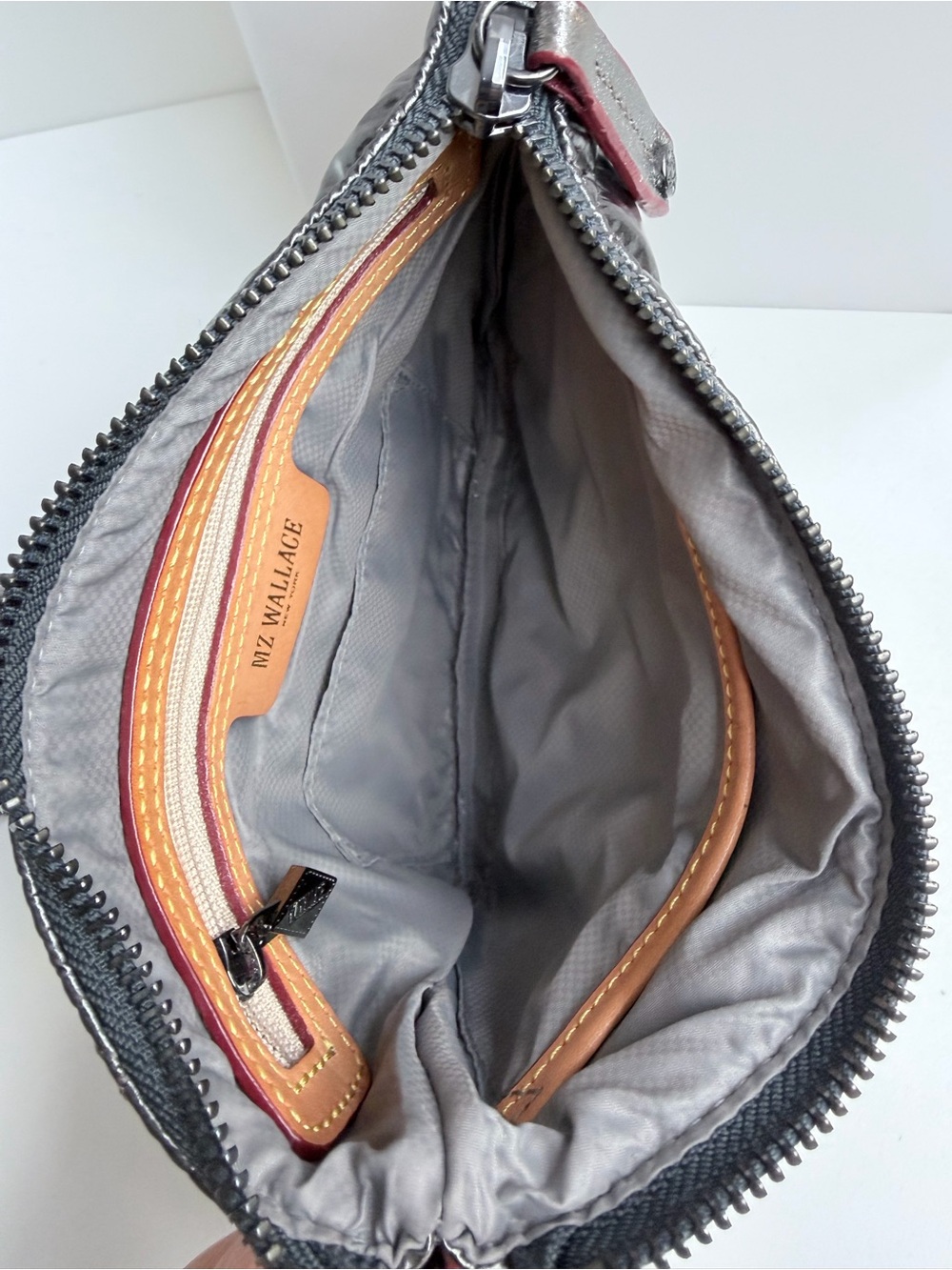MZ Wallace Ruby Quilted Crossbody Purse Bag in Metallica Silver - Picture 5 of 8